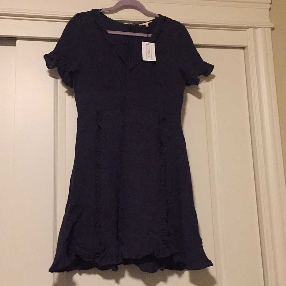 NWT Navy Ruffle Dress